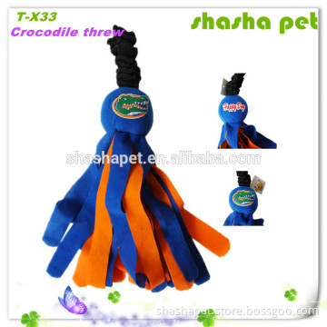 Factory wholesale Crocodile threw plush squeaker pet toy.dog toy,cat plush toy